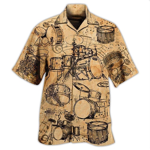 

Homme Chemise Chemise hawaïenne Imprimés Photos Rétro Vintage Instrument de musique Collier cubain Kaki Casual Vacances Manche Courte Bouton bas Imprimer Vêtement Tenue Tropique Mode Vêtement de rue