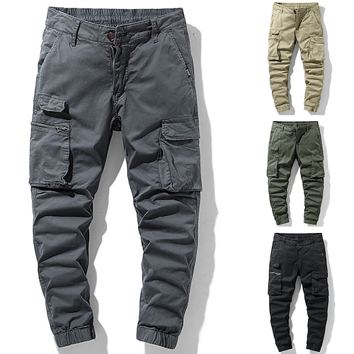 

Per uomo Pantaloni cargo Pareggiatore Pantaloni Vita elastica Multi tasca Liscio Comfort Indossabile Esterno Informale Giornaliero Sportivo Di tendenza Nero Verde