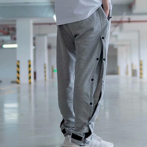Men's Tear Away Basketball Pants - Snap Open Bottom Athletic Sweatpants With Pockets, Post-Surgery Comfort