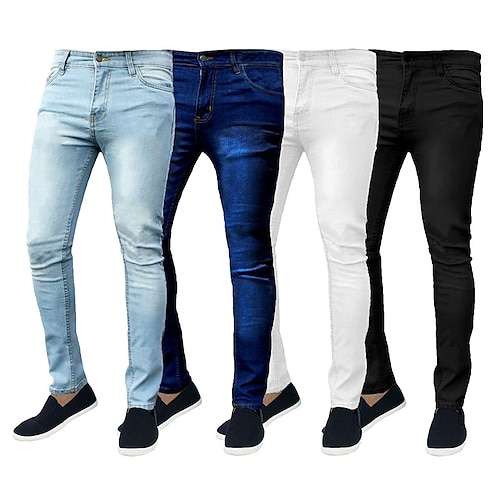 

Herre Jeans Skinny Bukser Denim bukser Lomme Ensfarvet Komfort Påførelig udendørs Daglig Mode Gade Sort Mørkeblå Elastisk
