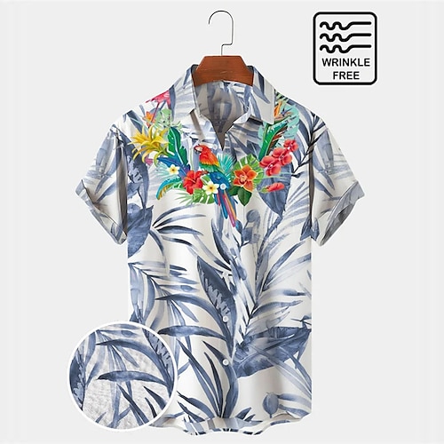 

Homme Chemise Chemise hawaïenne Floral Imprimés Photos Feuilles Col rabattu Bleu Extérieur Plein Air Manches courtes Bouton bas Imprimer Vêtement Tenue Tropique Mode Hawaïen Design