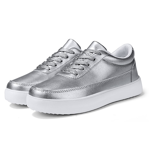 

Per donna Scarpe da ginnastica Taglie forti Sneakers con plateau Esterno Giornaliero Piatto Punta tonda Per sport Informale minimalismo Similpelle Con lacci intrecciali Tinta unita Argento Bianco Oro