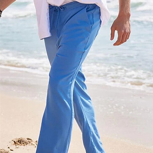 

Per uomo Pantaloni di lino Pantaloni Pantaloni estivi Pantaloni da spiaggia Pantaloni con pieghe A cordoncino Vita elastica Liscio Traspirante Morbido Informale Giornaliero Per eventi Misto cotone e