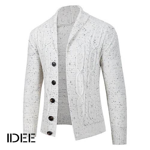 

Herre Bluse Cardigan Sweater Sweater jakke Rillet Strikke Beskåret Knap Strikket Vanlig V-hals Gade Stilfuld udendørs Daglig Tøj Efterår vinter Sort Hvid M L XL