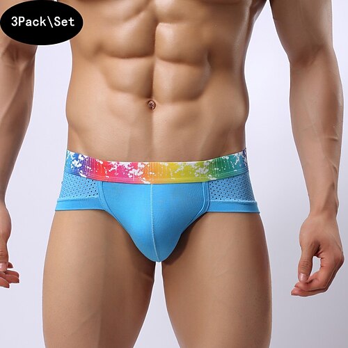 Herren 3 Pack Slip Unterhosen Hauptstadt Waschbar Komfortabel Glatt Tiefe Hüfthöhe Schwarz Weiß
