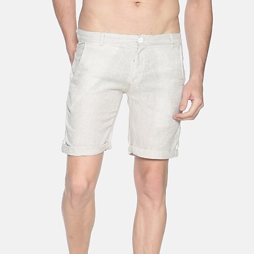 

Men's Shorts Linen Shorts Summer Shorts Beach Shorts Zipper Plain Comfort Breathable Short Outdoor Daily Streetwear Linen / Cotton Blend Stylish Casual White Yellow Inelastic