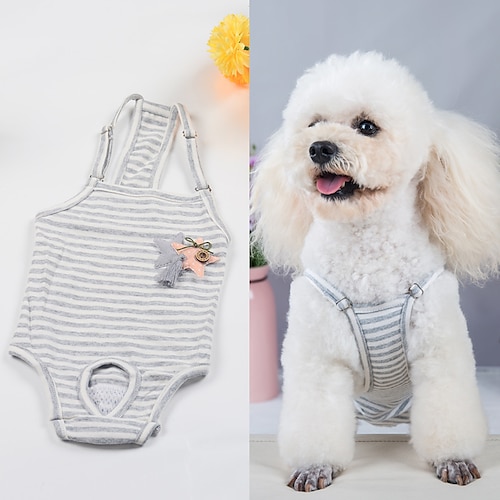 

Cachorros Gatos Calças Menstruais Fisiológicas para Cachorro Listrado Moda Estilo bonito Ao ar livre Casual / Diário Roupas para Cães Roupas de cachorro Roupas de cachorro Macio Cinzento Claro