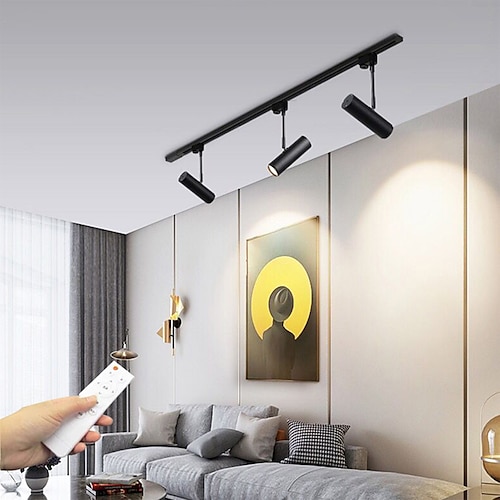 

led taklamper dimmes for stue, spotlights taklamper sort roterbar skinnebelysning trefarget dimmende takspotlights 3 veis for klesbutikk