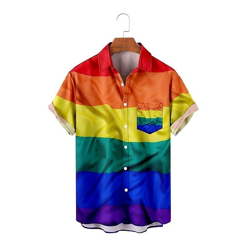 

Homme Chemise Chemise hawaïenne à imprimé arc-en-ciel Imprimés Photos Fierté Col rabattu Arc-en-ciel Extérieur Plein Air Manches courtes Bouton bas Imprimer Vêtement Tenue Tropique Mode Hawaïen Design