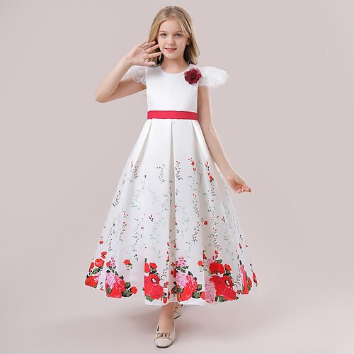 

Bambino Da ragazza Vestito Pop art Vestito da festa Maxi Vestito Matrimonio Girocollo Girocollo Manica corta Da principessa Vestito 5-12 anni Autunno Bianco