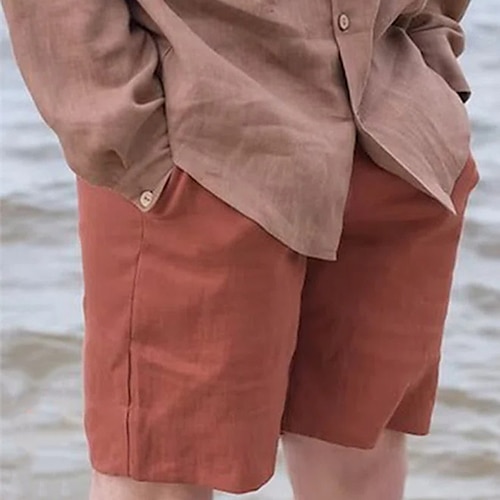 

Herren Shorts Kurze Hosen Leinenshorts Kurze Hosen Sommer-Shorts Strandshorts Kurze Hosen Plissee-Shorts Kordelzug Elastische Taille Glatt Atmungsaktiv Weich Kurz Casual Täglich Festtage Leinen