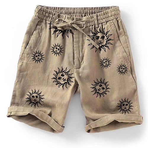 

Herre Sommershorts Strandshorts Snorer Elastisk midje Grafisk Sol Pustende Myk Kort Avslappet Daglig Ferie Gatemote Hawaiisk Blå Brun Mikroelastisk