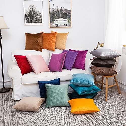 

velours géométrique double côté housse de coussin 1 pc doux décoratif carré taie d'oreiller coussin cas taie d'oreiller pour chambre salon intérieur coussin pour canapé canapé lit chaise