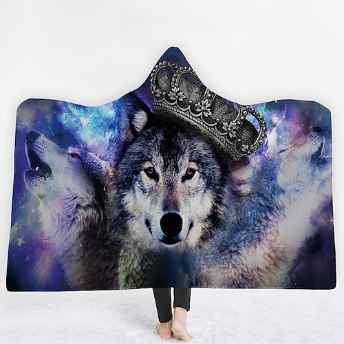 

hut decke mantel verdickte doppelschicht plüsch 3d digitaldruck aquarell wolf serie