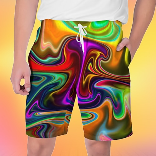 

Homens Bermuda de Surf Shorts de Natação Calção Justo de Natação Shorts de verão Shorts de praia Com Cordão com forro de malha Cintura elástica Gráfico Bloco de cor Imprimir Respirável Macio Curto