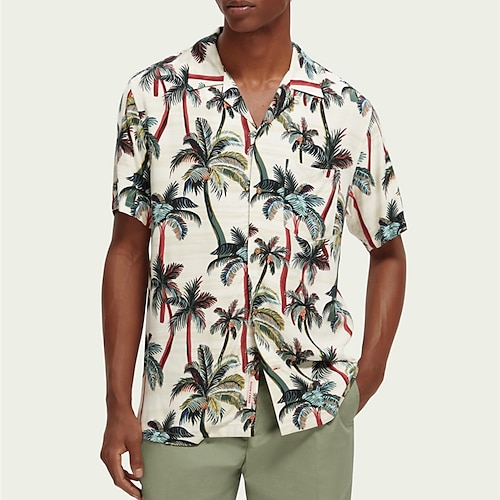 

Herren Hemd Hawaiihemd Sommerhemd Kokosnussbaum Grafik-Drucke Umlegekragen Weiß Casual Festtage Kurzarm Button-Down Bedruckt Bekleidung Tropisch Modisch Strassenmode Hawaiianisch