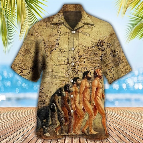 

Hombre Camisa camisa hawaiana Camisas Hawaianas Vintage Mapa Estampados Cuello Vuelto Caqui Exterior Calle Mangas cortas Abotonar Estampado Ropa Tropical Moda Hawaiano Design