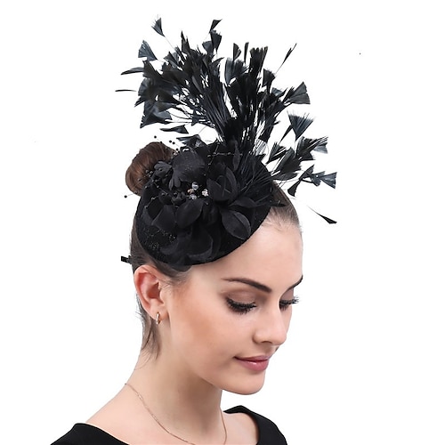 

Fascinateurs Sinamay Fête du thé Derby kentucky Course de chevaux Journée des dames Rétro Vintage Elégant Romantique Avec Plume Perle fausse Casque Couvre-chef