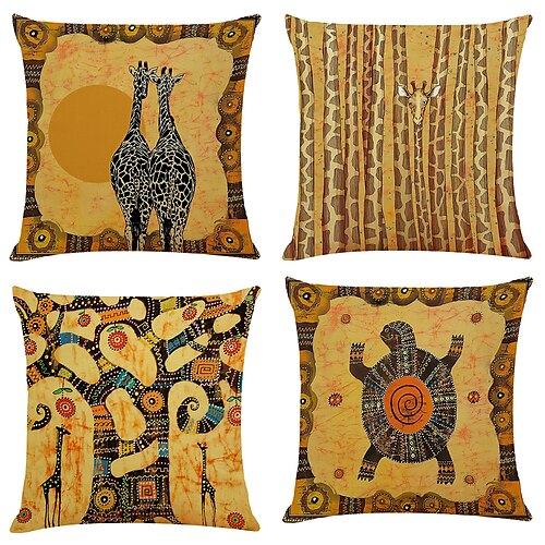 

Animal totem double côté housse de coussin 4pc doux décoratif carré taie d'oreiller taie d'oreiller pour chambre salon canapé canapé chaise qualité supérieure lavable en machine