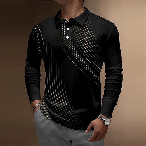 

Per uomo POLO Camicia da golf Golf Stampe astratte Geometria Collo ripiegabile Nero Esterno Strada Manica lunga Bottone giù Stampa Abbigliamento Di tendenza Streetwear Originale Morbido