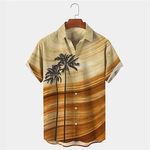 

Homme Chemise Chemise hawaïenne Cocotier Imprimés Photos Col rabattu Jaune Extérieur Plein Air Manches courtes Bouton bas Imprimer Vêtement Tenue Tropique Mode Hawaïen Design