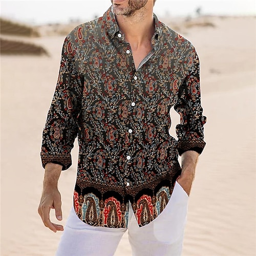 

Herren Hemd Blumen Grafik-Drucke Umlegekragen Gelb Rote Blau Grau Outdoor Strasse Langarm Button-Down Bedruckt Bekleidung Modisch Boho Strassenmode Designer