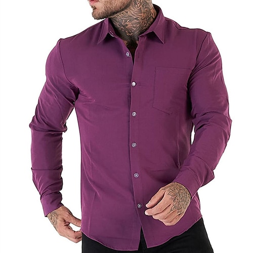 

Per uomo Camicia Camicia con bottoni Camicia estiva Maglietta informale Nero Bianco Viola Manica lunga Liscio Collo ripiegabile Strada Da mare Bottone giù Abbigliamento Di tendenza Comodo