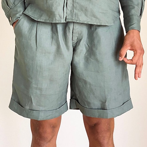 

Per uomo Pantaloncini Pantaloncini di lino Pantaloncini estivi Pantaloncini da spiaggia Cerniera Liscio Comfort Traspirante Breve Esterno Giornaliero Abbigliamento di strada Misto cotone e lino Moda