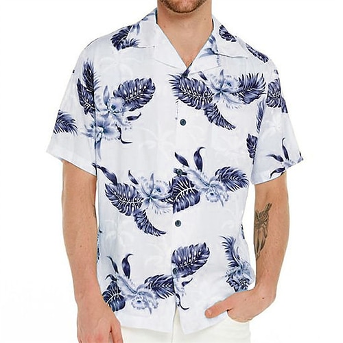 

Herre Skjorte Button Up skjorte Sommer skjorte Casual skjorte Blå Grøn Grå Kort Ærme Grafisk Blomstret mønster Aftæpning Gade Ferierejse Knap ned Tøj Stilfuld Afslappet Moderne Moderne