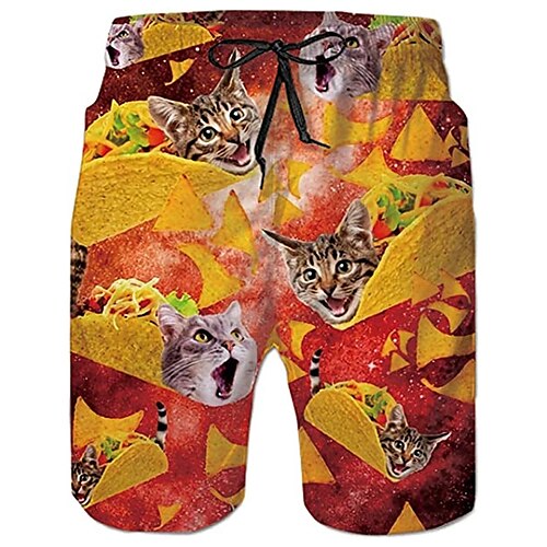 

Per uomo Boxer da surf Pantaloncini da mare Boxer da mare Pantaloncini estivi Pantaloncini da spiaggia A cordoncino con fodera in rete Vita elastica Animali Gatto Stampe astratte Asciugatura rapida