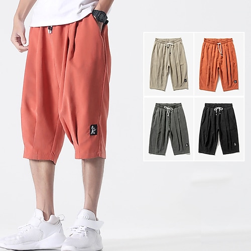 

Homens calções atléticos Shorts ativos Calção Shorts casuais Calças Capri Bolsos Com Cordão Cintura elástica Tecido Conforto Respirável Comprimento da panturrilha Ao ar livre Diário Feriado à moda