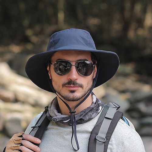 

Herren Damen Sonnenhut Eimer Hut Fischen-Hut Außen Wasserdicht Tragbar UV-Sonnenschutz UPF50 Hut Armeegrün Marineblau Hell Gray für Angeln Klettern Strand