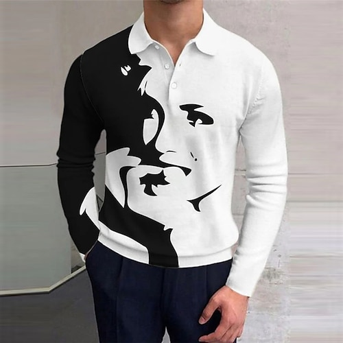 

Per uomo POLO Camicia da golf Golf Astratto Stampe astratte Ritratto Collo ripiegabile Bianco Esterno Strada Maniche corte Bottone giù Stampa Abbigliamento Sportivo Di tendenza Streetwear Originale