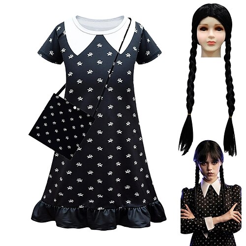 

Mittwoch Addams Familie Addams Mittwoch Kleid Cosplay Perücken Tasche Damen Film Cosplay Klassisch Zeitlos Schick Modern KleidTaschePerücke Kleid Tasche Perücke Karneval Kindertag Zurück zur