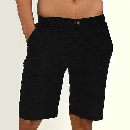 

Homme Short Short en lin Short d'été Short de plage Plein Confort Respirable Court Extérieur du quotidien Vêtement de rue Mélange de Lin Coton mode Décontractées Noir Bleu Non Elastique