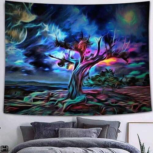 

trippy árvore parede tapeçaria floresta psicodélico arte decoração fotografia pano de fundo cobertor cortina pendurado casa quarto sala de estar decoração