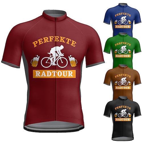 

21Grams Herre Sykkeltrøyer Kortermet Sykkel Topper med 3 baklommer Fjellsykling Veisykling Pustende Fukttransport Hurtigtørkende Refleksbånd Svart Rød Grønn Grafisk Oktoberfest øl Polyester sport Klær