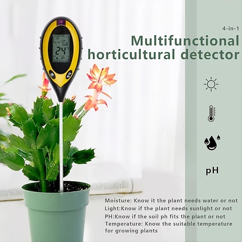 

detector digital de solo portátil 4-em-1 ferramenta profissional ph umidade luz solar testador kits de sensores usados para jardins fazendas 2.36''x1.42''x12.4''