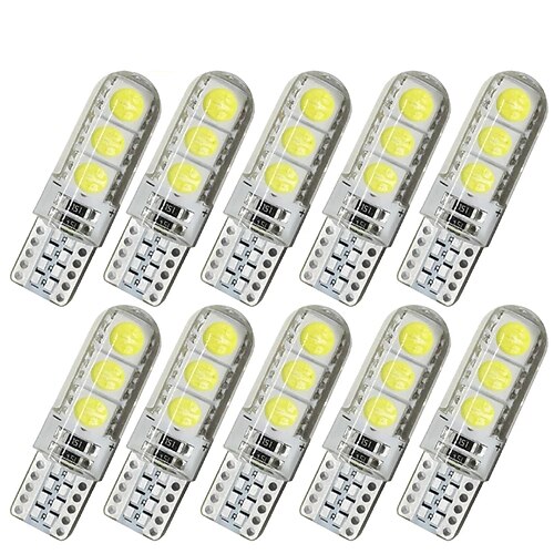 

10x w5w t10 auto signal led birne cob innenbeleuchtung 12v super hell weiß auto lesekeil seitenkennzeichenleuchte 6smd weiß