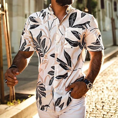 

Per uomo Camicia Camicia hawaiana Camicia con bottoni Camicia estiva Maglietta informale Bianco Blu Verde Manica corta Pop art Piante Collo ripiegabile Da mare Per uscire Tasca frontale Abbigliamento