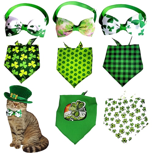 

st. Patrick's Day neue Haustierkrawatte Fourleaf Gras Katze Hund Halsring Zubehör verstellbare Haustierbekleidung