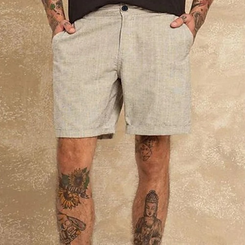 

Homens Calção Shorts de linho Shorts de verão Shorts de praia Short plissado Tecido Respirável Macio Curto Casual Diário Feriado Misto de Algodão e Linho Moda Roupa de rua Cáqui Sem Elasticidade