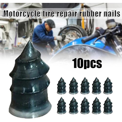 

10 pçs prego de reparo de pneu a vácuo para motocicleta pneu sem câmara auto-reparo de pneu pregos de borracha sem vazamento de ar vestível à prova d'água