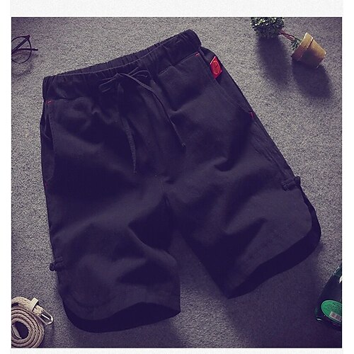 

Herre Atletisk shorts Treningsshorts Casual shorts Lomme Snorer Elastisk midje عادي Komfort Pustende Kort Avslappet Daglig Ferie Gatemote Stilfull Svart Hvit