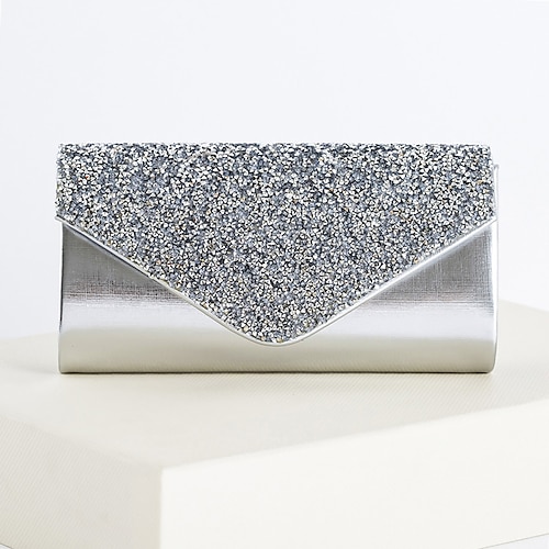 Buy Sparkly Silver Purse Clutch Glitter Bag With Chain USA