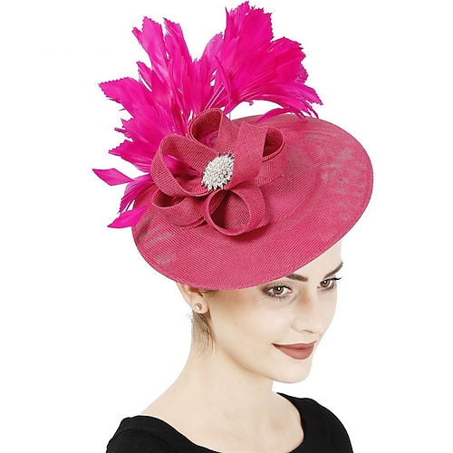 

fascinators Sinamay Bryllup Te Fest Kentucky Derby Hesteløp Damenes dag Årgang Mote Håndlaget Med Fjær Hodeplagg Hodeplagg