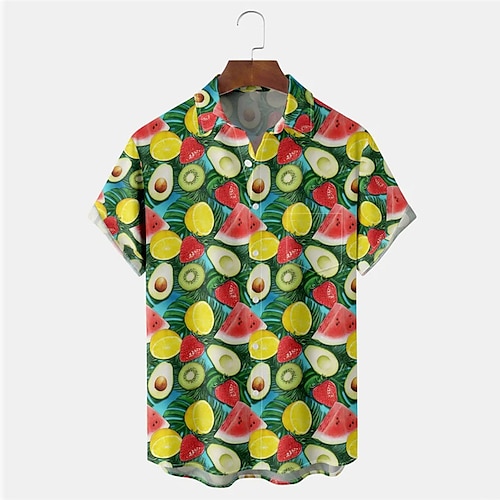 

Herren Hemd Hawaiihemd Sommerhemd Frucht Grafik-Drucke Wassermelone Umlegekragen Grün Outdoor Strasse Kurze Ärmel Button-Down Bedruckt Bekleidung Tropisch Modisch Hawaiianisch Designer