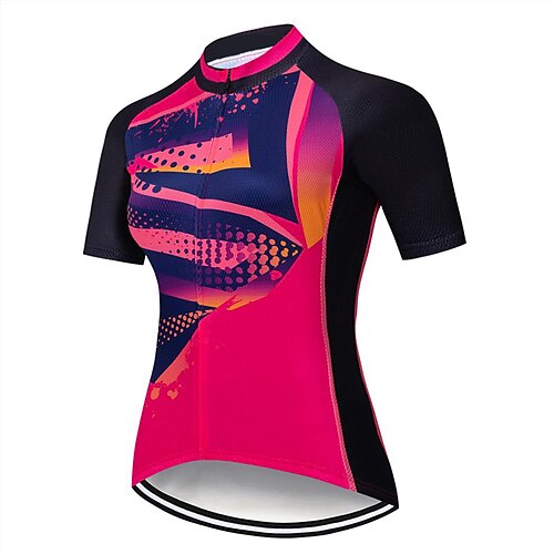 

21Grams Women's Cycling Jersey Short Sleeve Bike Top with 3 Rear Pockets Mountain Bike MTB Road Bike Cycling Breathable Moisture Wicking Quick Dry Reflective Strips Black Yellow Pink Graphic Sports