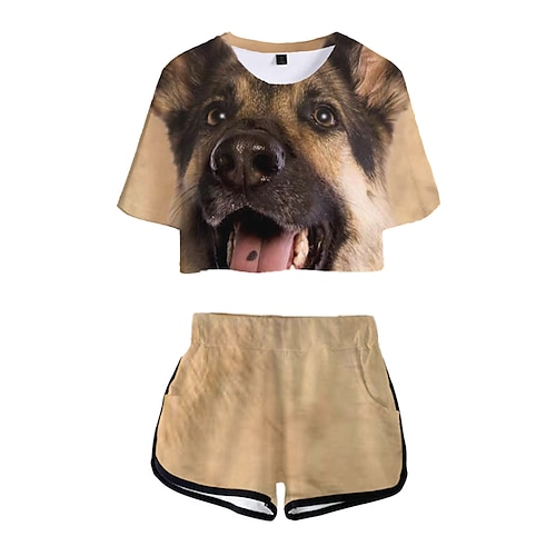 

Animal Cachorro Japonesa/Curta Calção Blusinha Cropped Padrão Arte Gráfica Calções Blusinha Cropped Para Mulheres Adulto Impressão 3D 100% Poliéster Casual / Diário