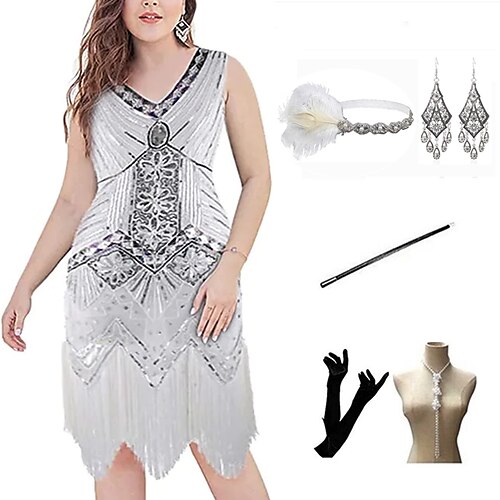 

El gran Gatsby El gran Gatsby Vestidos Mujer Lentejuelas Disfraz Cosecha Cosplay Fiesta y Noche Festival Talla Grande Vestido Mascarada